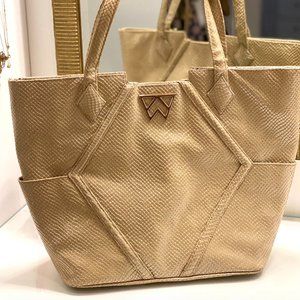 Paint the Town Tote - Tan python print Kelly Wynne retails $470